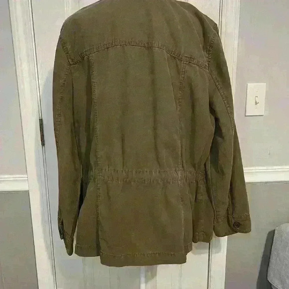 “Lucky Brand” Women’s 1X Green Button Up Waist Tie w/Pockets Heavy Weight Jacket - Picture 6 of 8